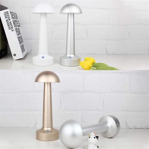 意大利 蘑菇造型复古轻奢LED台灯 金属机身 内置电池 按键调光 商品图1