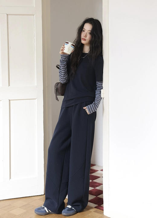 小众原单撞色条纹假两件打底T 商品图5