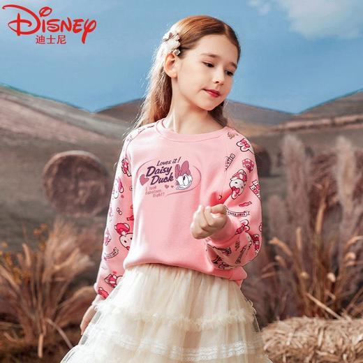 迪士尼女童加绒卫衣冬季儿童保暖衣加厚小女孩衣服打底衫 商品图0