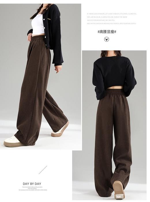 【YW】无忧购秋冬欧棉绒阔腿裤高腰垂感宽松直筒窄版加绒裤子2295（截单后3-5天发货) 商品图3