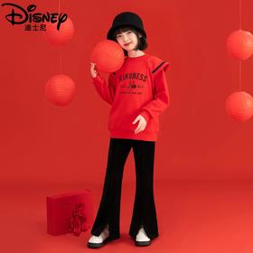 迪士尼女童加绒卫衣冬季新款洋气儿童冬装打底衫加厚外穿学院风潮