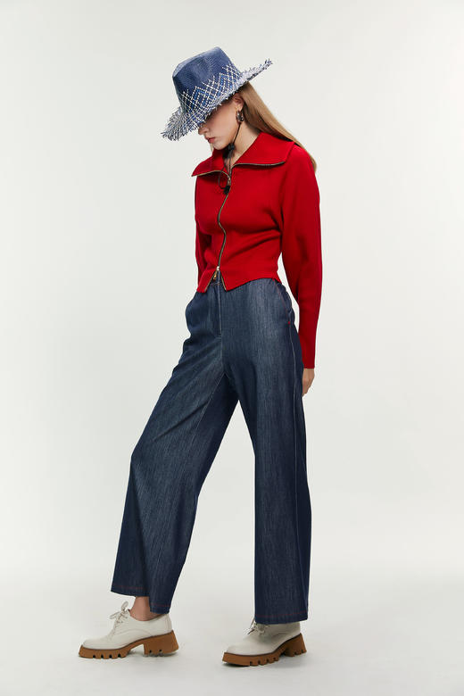 SAFICOO 休闲随性 高弹针织羊毛牛仔喇叭裤 商品图1