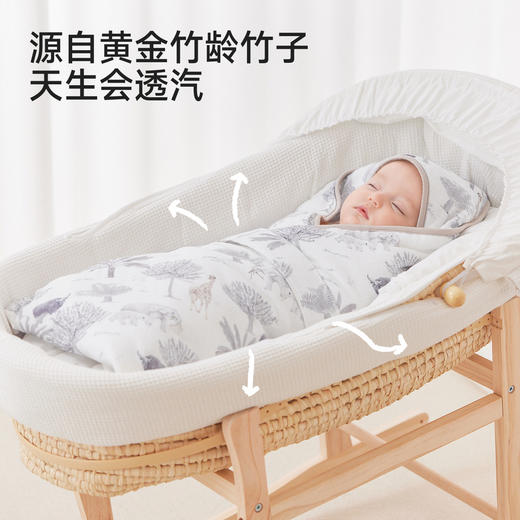 【防惊跳+小风竹系列】英氏新生儿包被抗菌夹恒温棉包单竹棉宝宝外出襁褓婴儿抱被 商品图1