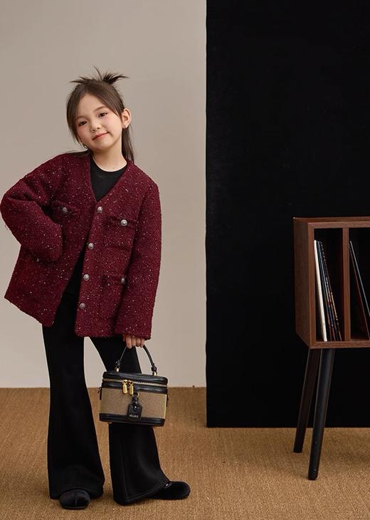 儿童版女宝微喇奶盖加绒高弹显瘦松紧腰喇叭裤 商品图6