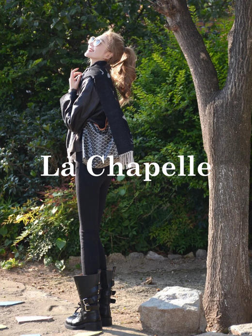 专柜实拍【长期主义/小黑裤】拉夏贝尔/La Chapelle两粒扣休闲百搭时尚通勤小个子小脚牛仔裤萝卜裤春季新款★ 商品图9