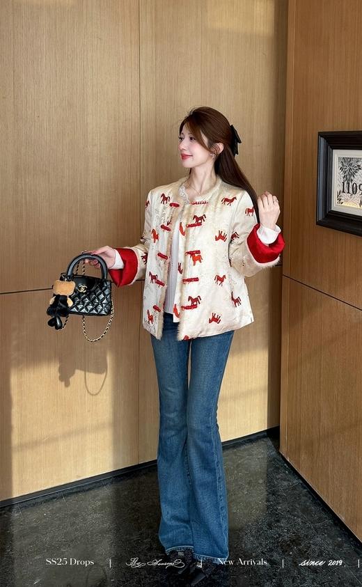 开运战袍两面穿小马提花羽绒服 商品图4