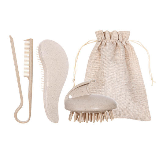 【拍一发4❗️美发梳刷套装】选用麦秸材质，柔软梳齿轻松起泡，顺发洗发多效合一，顺发造型抚平毛躁，经絡梳随身携带直发梳家用洗头按摩刷QQ 商品图6