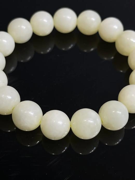 和田淡黄白玉圆珠手链，顺丰包邮 商品图4