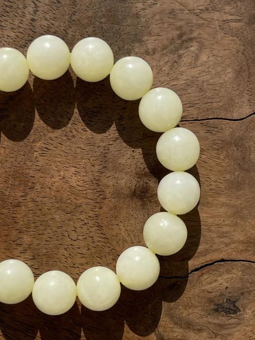 和田淡黄白玉圆珠手链，顺丰包邮 商品图13