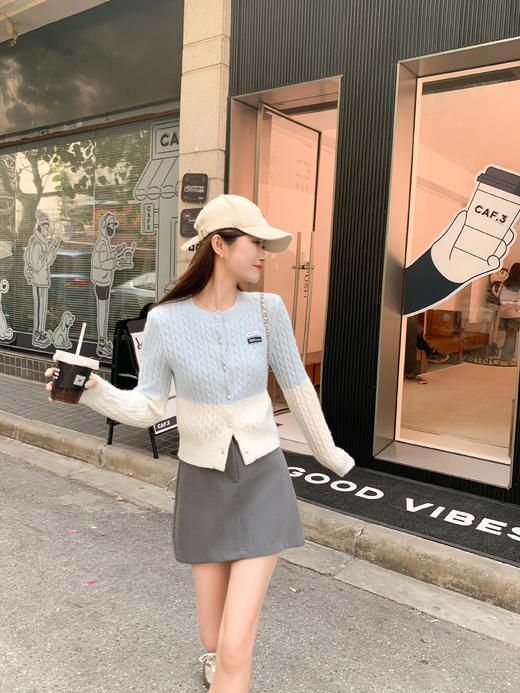 <曾小咸推荐>4.5 现货秒杀 ！微信超特价！撞色麻花肌理针织开衫 日常159.99 立减80 秒杀79.99！！ 商品图8