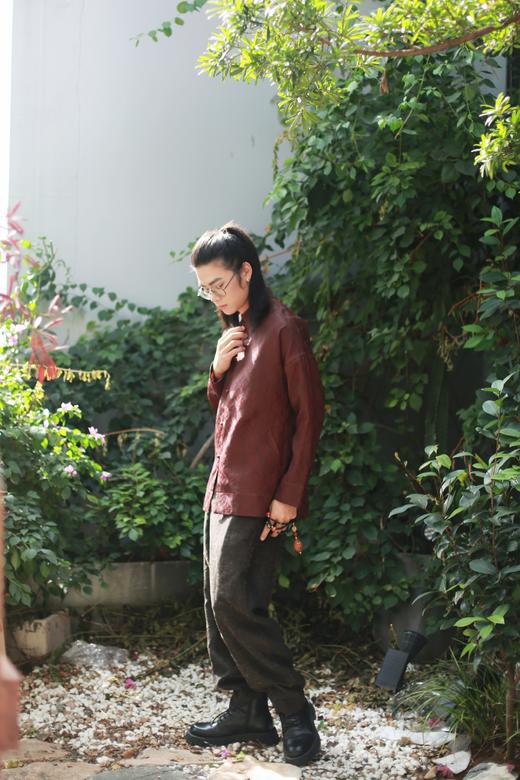 漫物记红云纱五粒扣落肩衫M254 商品图2