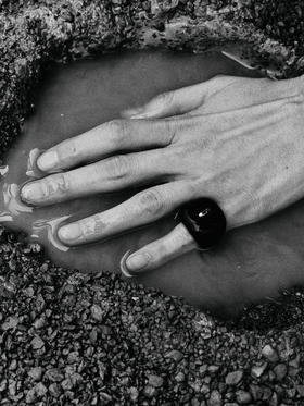 ABOAB｜gold Swirl Ring [ 闭口戒指 金黑玛瑙 ]【WITHIN THE HORIZON】