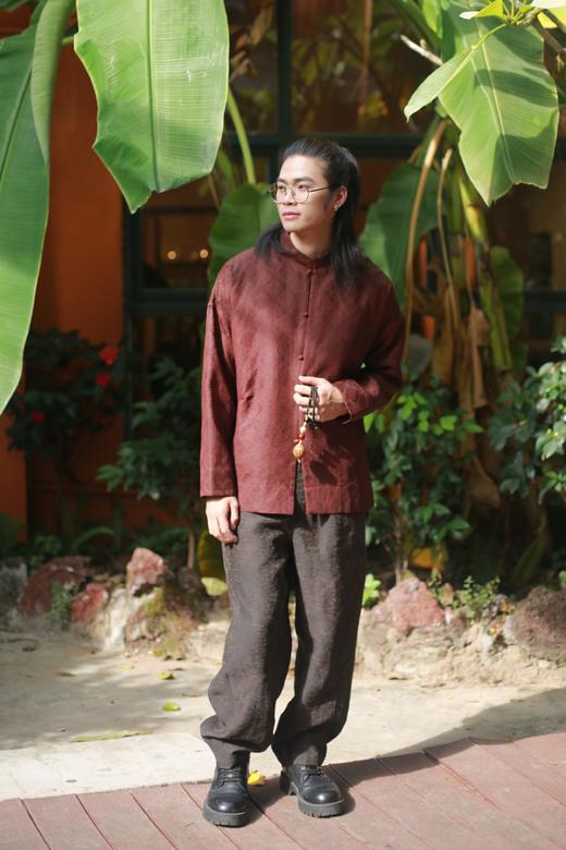 漫物记红云纱五粒扣落肩衫M254 商品图3