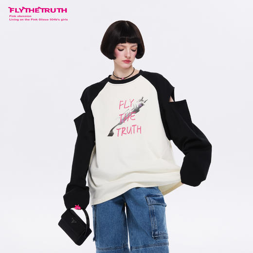 FTT FlyTheTruth『摇摇欲坠』美式长袖上衣女秋新款宽松打底衫T恤 商品图0