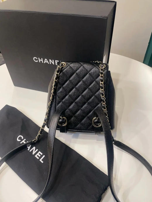 Chanel duma 小青蛙 小号 黑金 荔枝牛 双肩包 商品图2