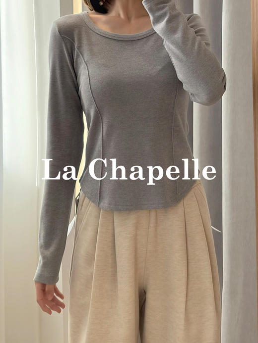 专柜实拍【绵羊毛混纺】拉夏贝尔/La Chapelle德绒打底衫高弹舒适内搭秋冬可外穿弧形下摆高级设计感小众上衣 商品图4