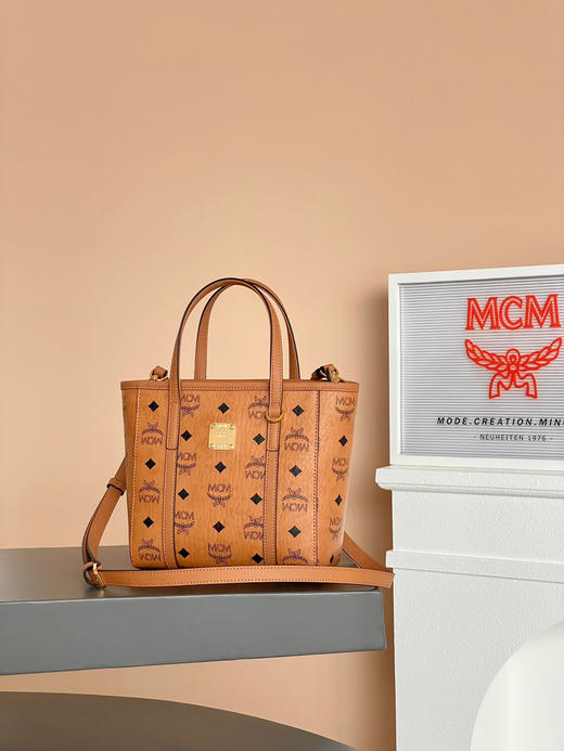 秋冬特惠💰760 原单MCM 原厂皮 新版干邑色菜篮子MWPAATN04CO001 经典干邑色 商品图8