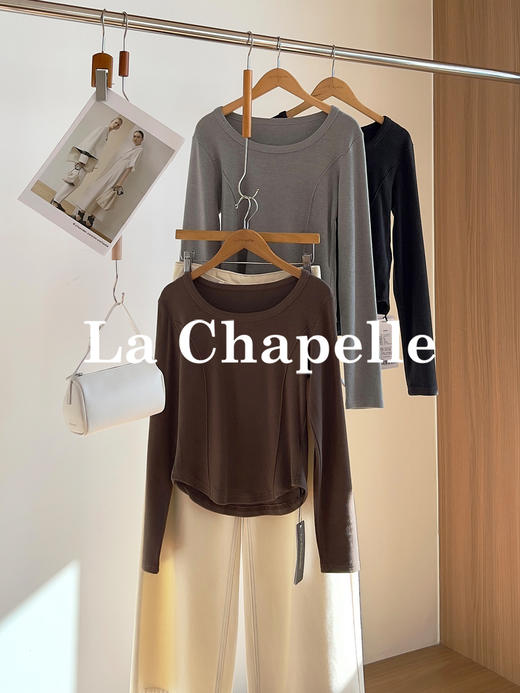 专柜实拍【绵羊毛混纺】拉夏贝尔/La Chapelle德绒打底衫高弹舒适内搭秋冬可外穿弧形下摆高级设计感小众上衣 商品图8