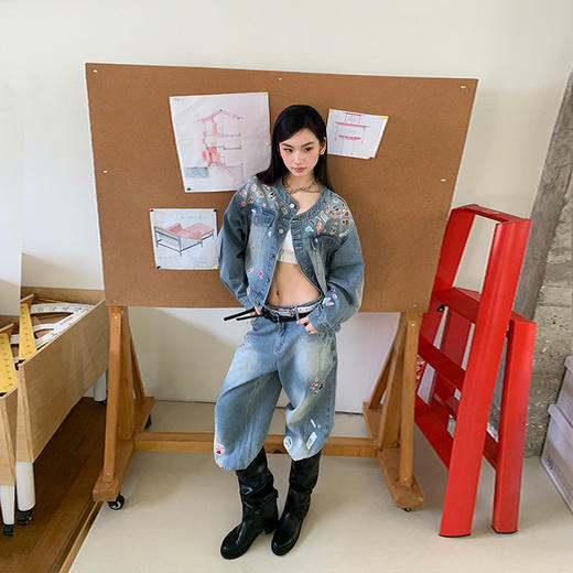 FTT FlyTheTruth 『西部乐园』 Y2K印花牛仔外套女秋季圆领短外套 商品图0