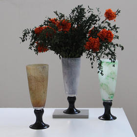 碧轩彩色肌理高脚琉璃花瓶法式复古风灯氛围感高级艺术花器插花瓶