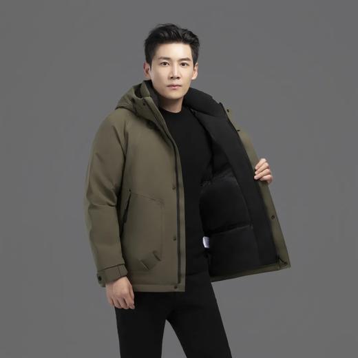 高档冲锋衣羽绒服男士多巴胺冬季新款连帽短款纯色简约防寒服美式 商品图5