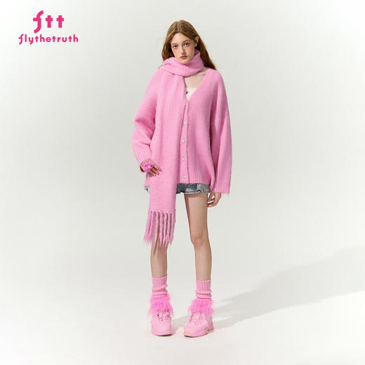FTT FlyTheTruth『晨曦暖阳』 软糯羊驼毛针织开衫外套女围巾套装 商品图2
