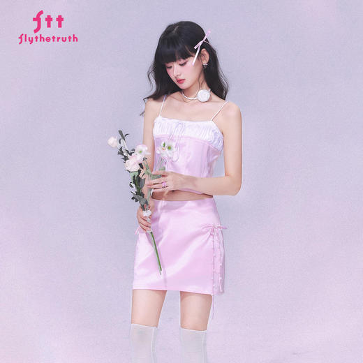 FTT FlyTheTruth『樱桃香气』 粉色缎面系带半身裙女夏纯欲风短裙 商品图2