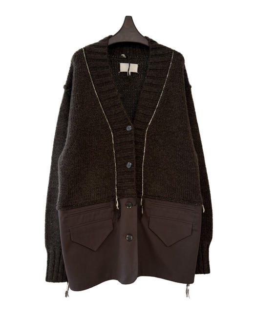 女款羊毛阔型拼接针织毛衣外套zo016 商品图0