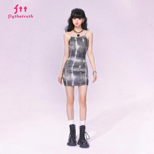 FTT FlyTheTruth『氛围海盐』 辣妹扎染吊带连衣裙夏露背修身短裙 商品图2