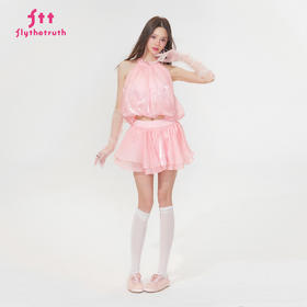 FTT FlyTheTruth『瞬时永恒』 辣妹花苞吊带背心女夏美背挂脖上衣