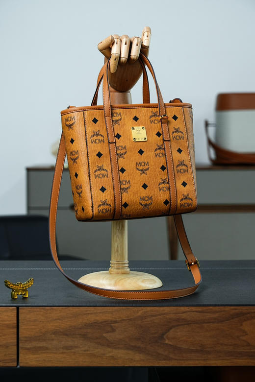 秋冬特惠💰760 原单MCM 原厂皮 经典菜篮子购物袋MWPAATN04CO001 干邑棕色 商品图6