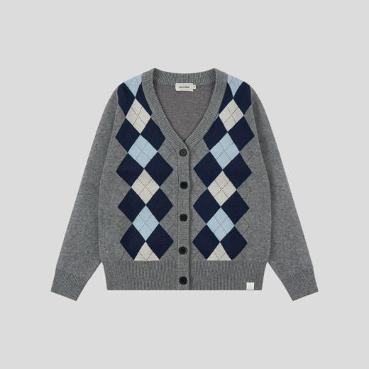 GOODBAI新款复古学院风V领格纹针织长袖开衫女 商品图3