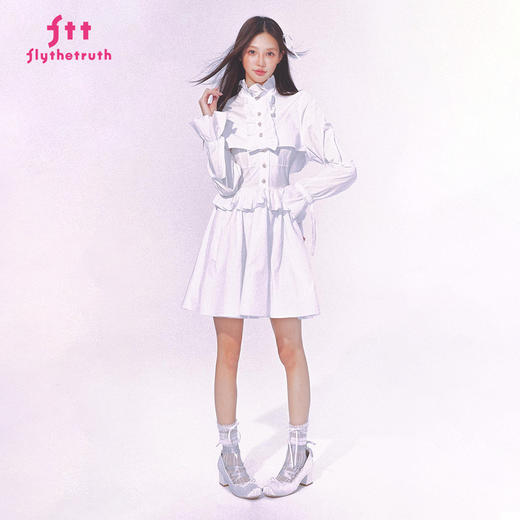 FTT FlyTheTruth『心动谜题』 法式荷叶边衬衫女秋小众立领短衬衣 商品图1