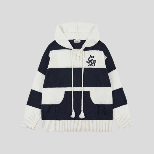 GOODBAI新款抽绳镂空oversize连帽套头长袖针织衫女 商品图2