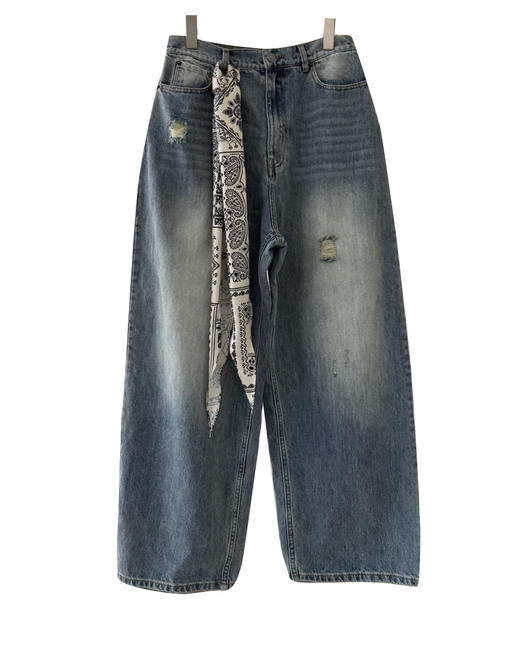 女款做旧丝巾牛仔裤长裤la001 商品图0