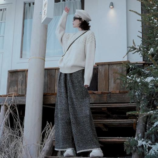 04-4潘依绣丁丁宠粉羊毛高级感立体钩花镂空软糯圆领长须针织上衣L2773 商品图0