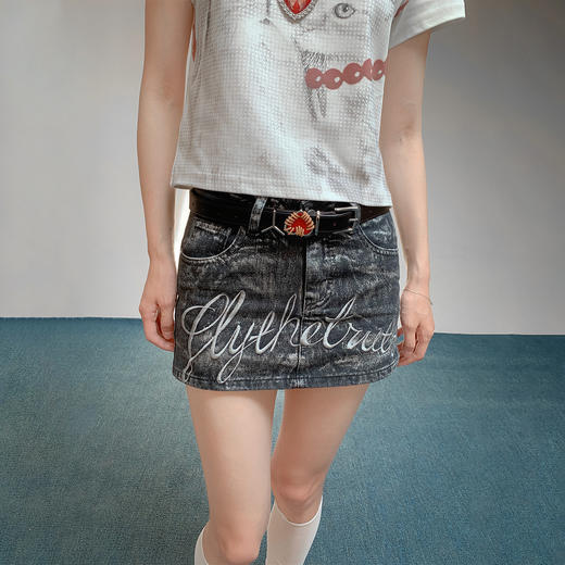 FTT FlyTheTruth『褪蓝期』 烫银字母刺绣牛仔短裙女夏美式半身裙 商品图1
