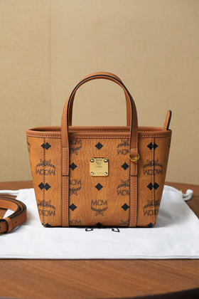 秋冬特惠💰760 原单MCM 原厂皮 新款菜篮子MWPFSMT03CO001 经典干邑色