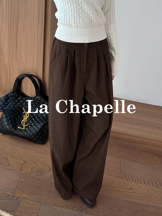 专柜实拍【又韩又松弛】拉夏贝尔/La Chapelle走路带风~韩系百搭简约直筒休闲裤宽松有型垂感阔腿裤★ 商品图4