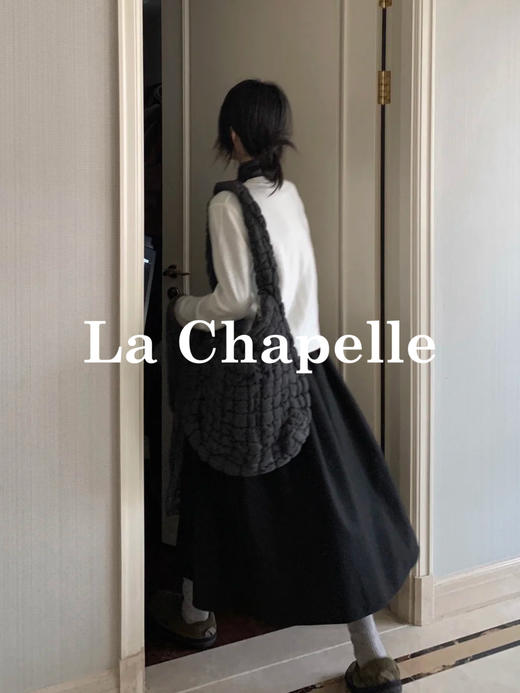 天猫同步【好品质超模质感】拉夏贝尔/La Chapelle立体捏褶高腰显瘦A字长款半身裙~垂感不易皱 商品图9