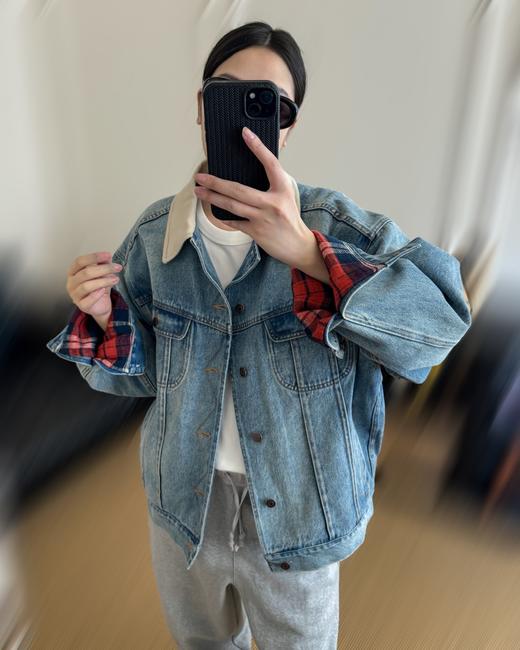 女款丝绒领牛仔外套la021 商品图3