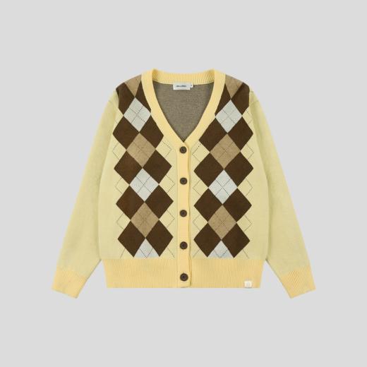 GOODBAI新款复古学院风V领格纹针织长袖开衫女 商品图2