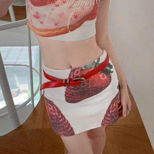 FTT FlyTheTruth『热辣情书』 多巴胺草莓半身裙女夏修身包臀短裙 商品图0