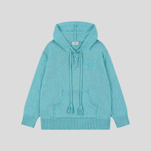 GOODBAI新款抽绳镂空oversize连帽套头长袖针织衫女 商品图4