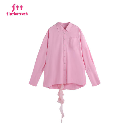 FTT FlyTheTruth『失落山泉』 极简风衬衫女秋设计感飘带宽松外套 商品图4