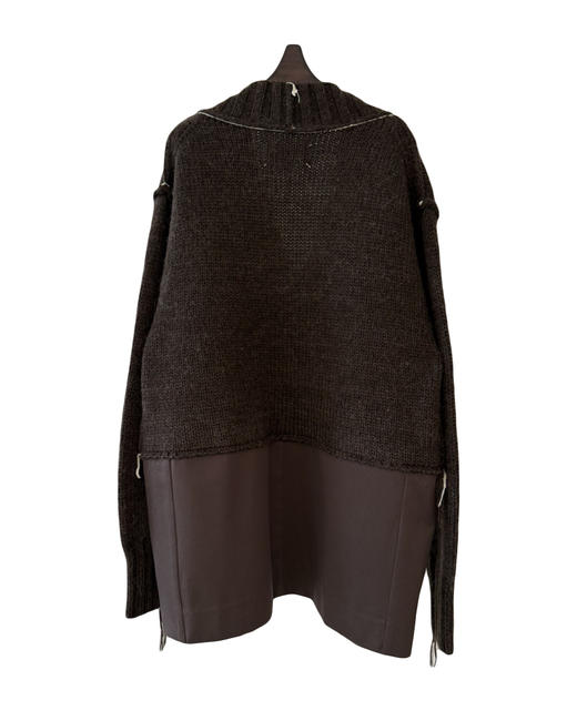 女款羊毛阔型拼接针织毛衣外套zo016 商品图1