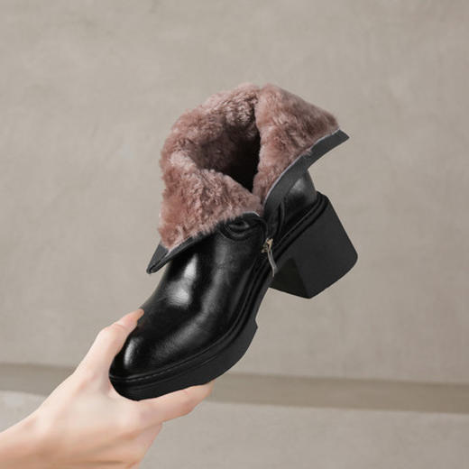 【预售5天】羊羔毛马丁雪地靴女真皮棉鞋新款冬季加绒厚毛保暖短靴&72-303 商品图1