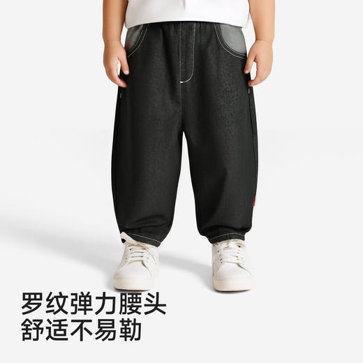 【商场同款】英氏儿童裤子男童长裤春夏黑色牛仔裤百搭新款休闲裤 商品图3