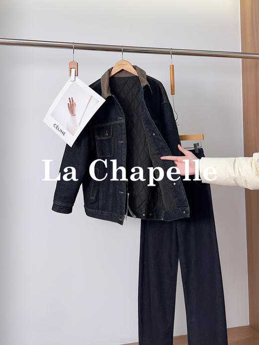 专柜实拍【牛仔夹棉外套】拉夏贝尔/La Chapelle重磅高品质 机洗不跑团！复古撞色灯芯绒保暖棉衣 商品图4