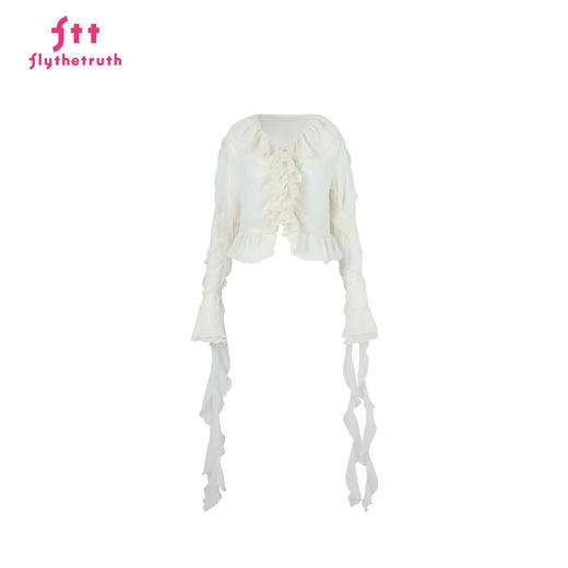 FTT FlyTheTruth『浪漫缓存』 欧若风荷叶边外套女夏飘带开衫上衣 商品图3